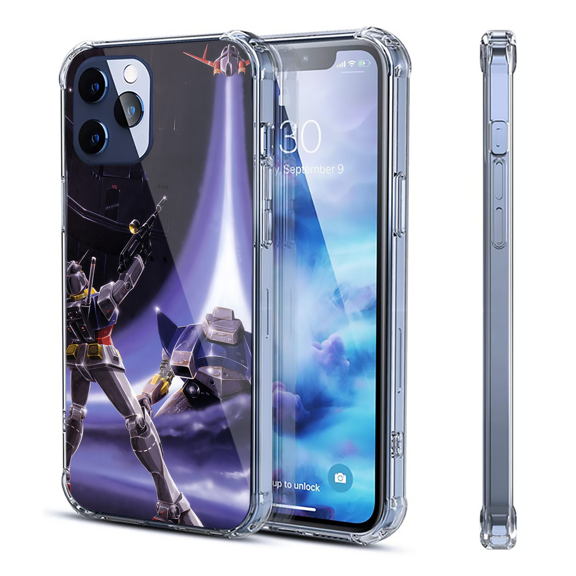 （画像用） 機動戦士ガンダム Mobile Suit Gundam 【iPhone 12シリーズ対応】透明スマホケース（クリアソフトケース）